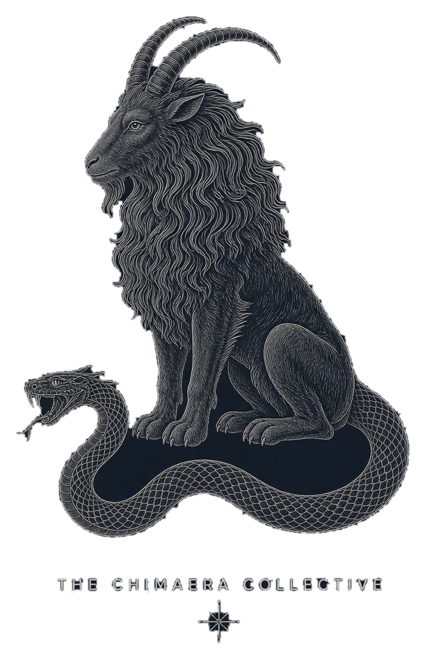 The Chimaera Collective — illustration of a chimera with goat, lion, and serpent forms